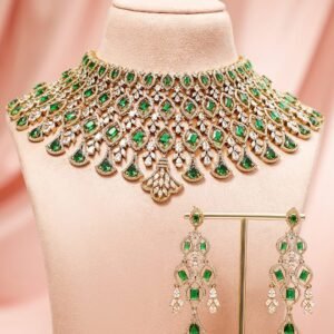 24K Gold-Plated Emerald Green & AAA Cubic Zirconia Handcrafted Premium Jewelry Set