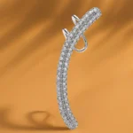 Rhodium-Plated Stainless Steel Tarnish-Free Waterproof Cubic Zirconia Sleek Ear Cuff - – 1 Piece Pack